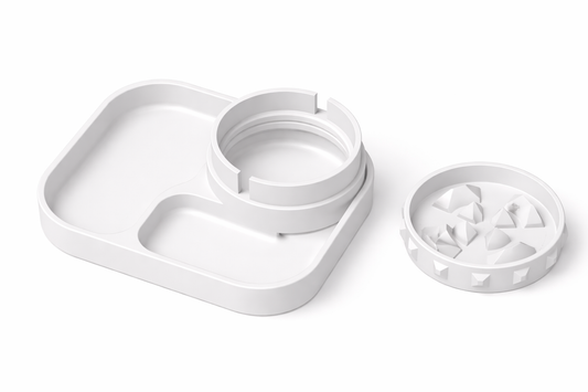 Rolling Tray with Built-In Grinder Attachment